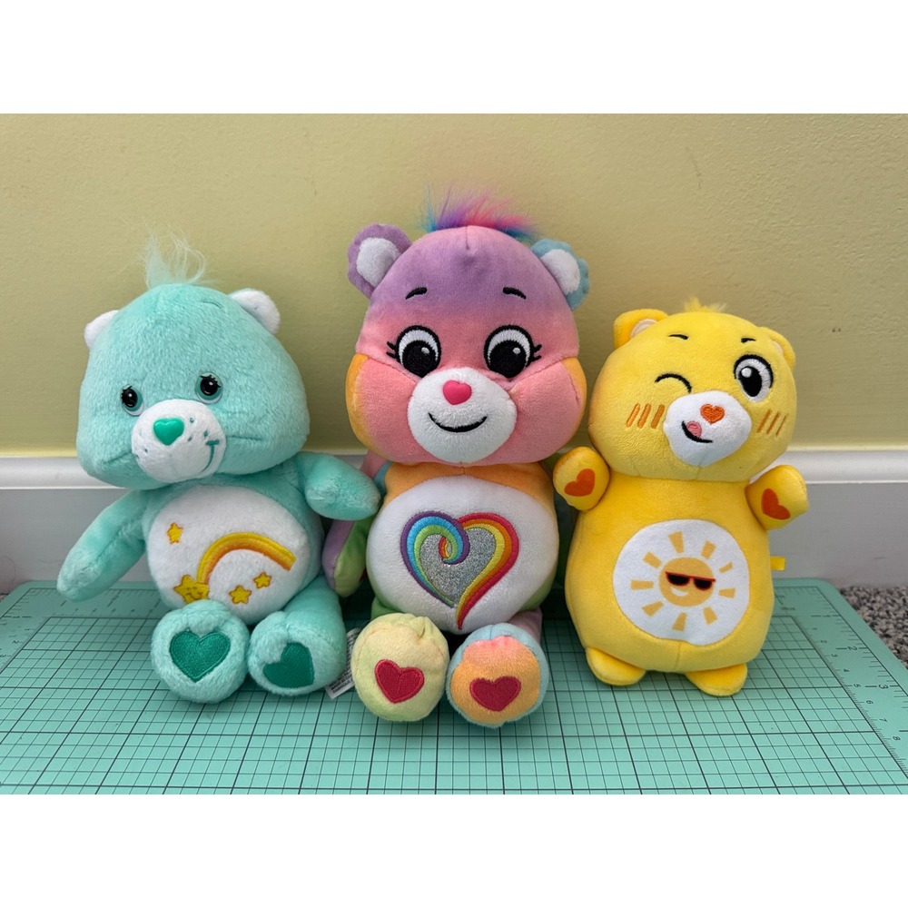 Care Bears Plush Lot Wish Bear Togetherness Bear Funshine Bear 3 Piece Set
